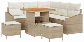 vidaXL Kerti Kanapé Szett párnával 8 pcs Bézs polirattan