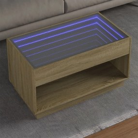 Sonoma tölgy végtelen hatású LED-es dohányzóasztal 90x50x50 cm