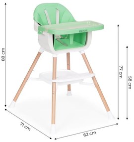 Gyerek etetőszék 2 az 1-ben zöld