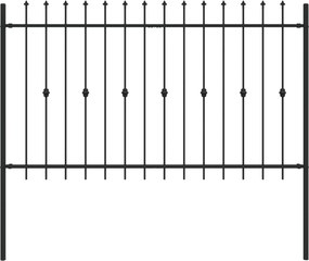 vidaXL Tüskés kerítés Fekete 200 x 130 cm Porszórt acél