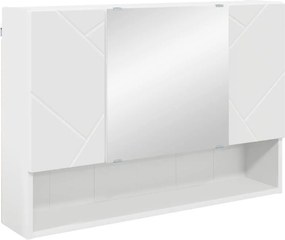 vidaXL Tükörszekrény Falra szerelhető Fehér 80 x 17 x 55 cm Faanyag