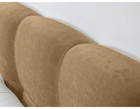 Bézs kárpitozott franciaágy ágyráccsal 140x190 cm Kumo – Bobochic Paris