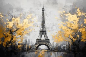 Vászonkép Canvas Város Párizs Eiffel-torony Arany Glamour Art 120x80