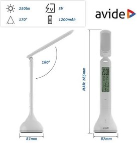 Asztali lámpa, LED, 4W, AVIDE Calendar, fehér (AVALRGBW)