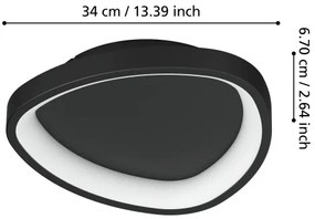 Eglo 901584 - LED Dimmelhető mennyezeti lámpa LORETELLO LED/12W/230V fekete + távirányító
