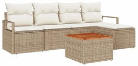 vidaXL Kerti Kanapé Szett párnával 6 pcs Bézs polirattan