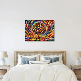 Üveg kép – Színes fa almákkal (70x50 cm)