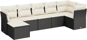 vidaXL 7 részes fekete polyrattan kerti ülőgarnitúra párnával