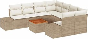 vidaXL Kerti Kanapé Szett tárolóval 9 pcs Beige és krém polirattan