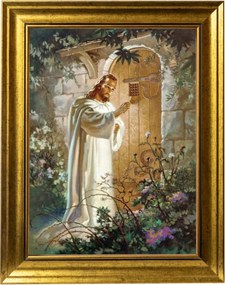 Mr. Jézus Kopogtat Az Ajtón Vászonkép Díszített Keretben 30X40