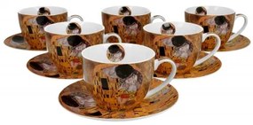 Gustav Klimt porcelán csésze hat személyes szett díszdobozban A Csók 250 ml