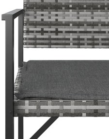 2-személyes szürke polyrattan kerti pad párnával