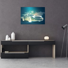 Geometriai formákból készült autó képe (üvegen) (70x50 cm)