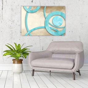 Kép - Kék körök akvarell (90x60 cm)