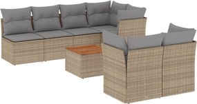 vidaXL 8 részes bézs polyrattan kerti ülőgarnitúra párnával