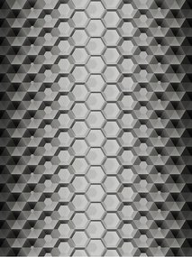 Tapéta Geometriai Hatszögek Mono Króm Mélység textúra 206x275 +ragasztó