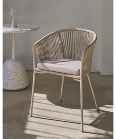 Krémszínű fém-párnázott kerti szék Yanet – Kave Home