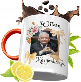 Narancssárga Bögre A Pis Elnökétől Jaroslaw Kaczynski fényképes nyomtatással