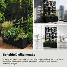 Fém kerti pergola virágládával 3in1, fekete, 1200x1800x300 mm: ROSE