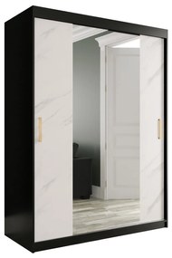 Ruhásszekrény 150 cm Marbelo T1 (matt fekete + fehér márvány). 1064566