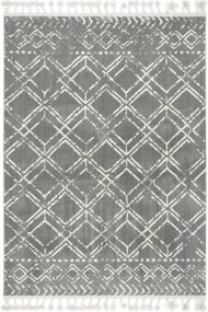 80x150 cm Szürke Krémszőnyeg Etno Rojtok Rombusz