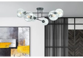 Csillár rúdon VASCO 6xE27/60W/230V fekete/átlátszó