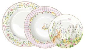 Húsvéti nyuszis porcelán 18 részes étkészlet Happy Easter