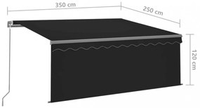 antracitszürke kihúzható LED-es napellenző redőnnyel 3,5x2,5 m