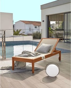 Bézs tömörfa állítható kerti napozóágy Caterin – Kave Home