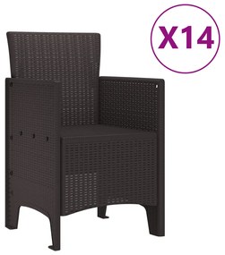 15 részes kerti étkezőszett Barna Poli Rattan