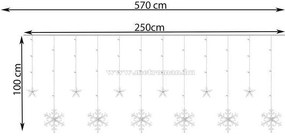 Karácsonyi LED fényfüzér Nagy Csillag és Hópehely M1326LED 3.5 Méter 138 Led