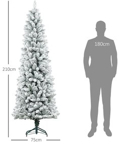 Műfenyő, 210 cm, 687 ággal, műhóval, összecsukható fémállvánnyal