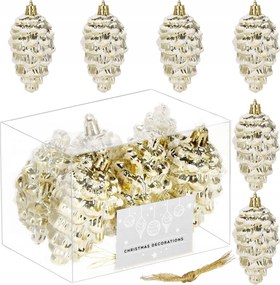 Karácsonyfa Bombák Toboz Szett 6 Db-os Nagy Törhetetlen Medál Arany 9,5cm