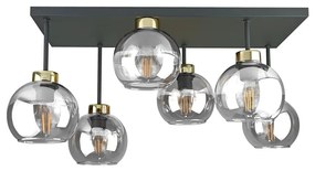 Felületre szerelhető csillár  NESSA 6xE27/60W/230V fekete/arany/átlátszó