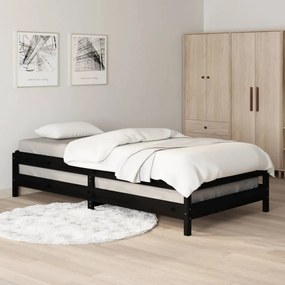 fekete tömör fenyőfa egymásra rakható ágy 90x200 cm