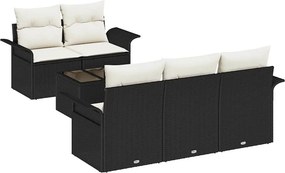 vidaXL Kanapé Szett párnával 6 pcs Fekete polirattan