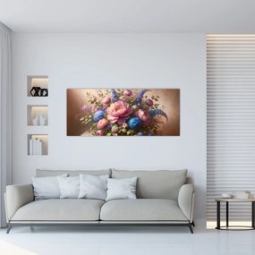 Kép - Asztal tele virágokkal (120x50 cm)