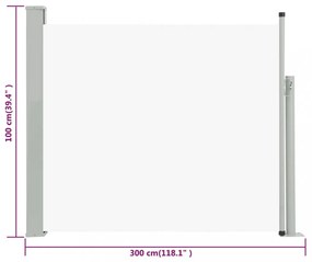 krémszínű kihúzható oldalsó teraszi napellenző 100 x 300 cm