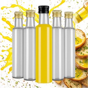 50X Dorica üvegpalack 250ml Színtelen Olívaolaj Ecet Gyümölcslé Adagolóval
