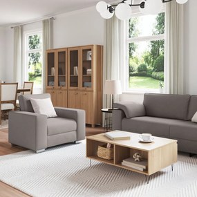 3 részes kanapé szett párnákkal, taupe színű szövet