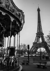 Poszter 29,7x42cm Körhinta Eiffel-toronnyal a háttérben, Assaf Frank