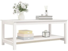 Fehér tömör fenyőfa dohányzóasztal 110 x 55 x 45 cm