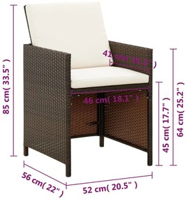 4 db barna polyrattan kerti étkezőszék párnával