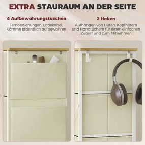 HOMCOM Hálószobai komód 8 szövettel bélelt fiókkal, acél merevítőkkel, fa felülettel, 86 x 30 x 94,5cm, bézs