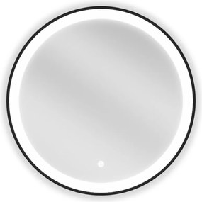 Mexen Esso kerek LED háttérvilágítású fürdőszobai tükör 60cm 6000K páramentes fűtőbetét fekete keret 9825-060-060-611-70