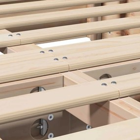 Ágykeret tárolóval Barna 135 x 190 cm Tömör fenyőfa