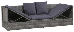 Szürke polyrattan kerti ágy 200 x 60 cm