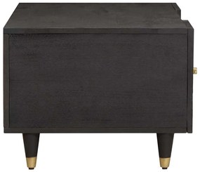 vidaXL Dohányzóasztal Fekete 100 x 54 x 40 cm Tömör Mangófát