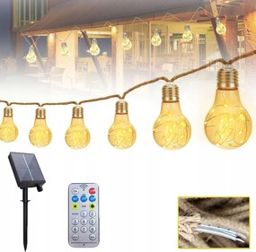 Napelemes Led kerti girland 16 x Led izzók Napelemes labdák 7,8m Távirányító