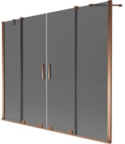 Mexen Velar Duo, 2 szárnyas eltolható kádparaván 180 x 150 cm, 8mm szürke üveg, rózsaszín arany, 896-180-000-42-60